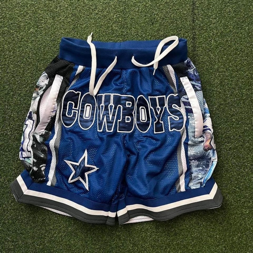 Clean Cut Clothing‎ Cowboys Embroidered Spell Out Graphic Shorts